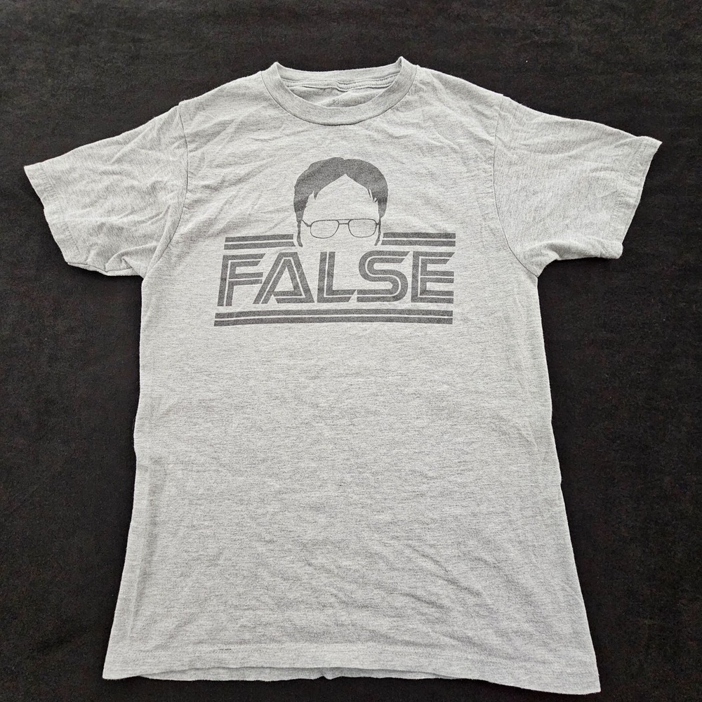 False Dwight The Office Gray Short Sleeve Cotton Blend T-Shirt Men's S
